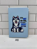 A6 Blank Lined Journal Featuring A Beautiful Husky Design-Blue