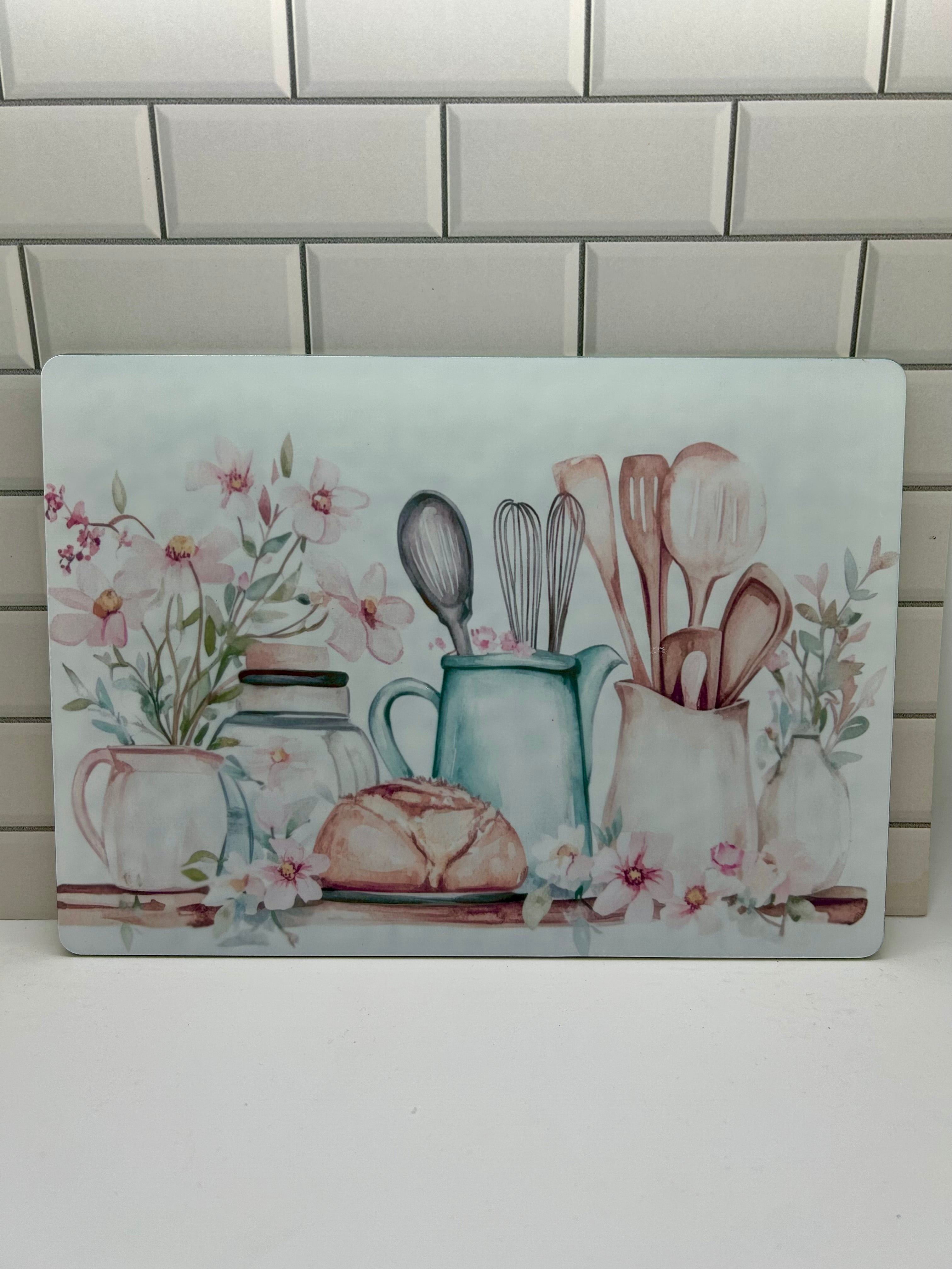 11x8 Glass Textured Sublimated Cutting Board with Beautiful Design
