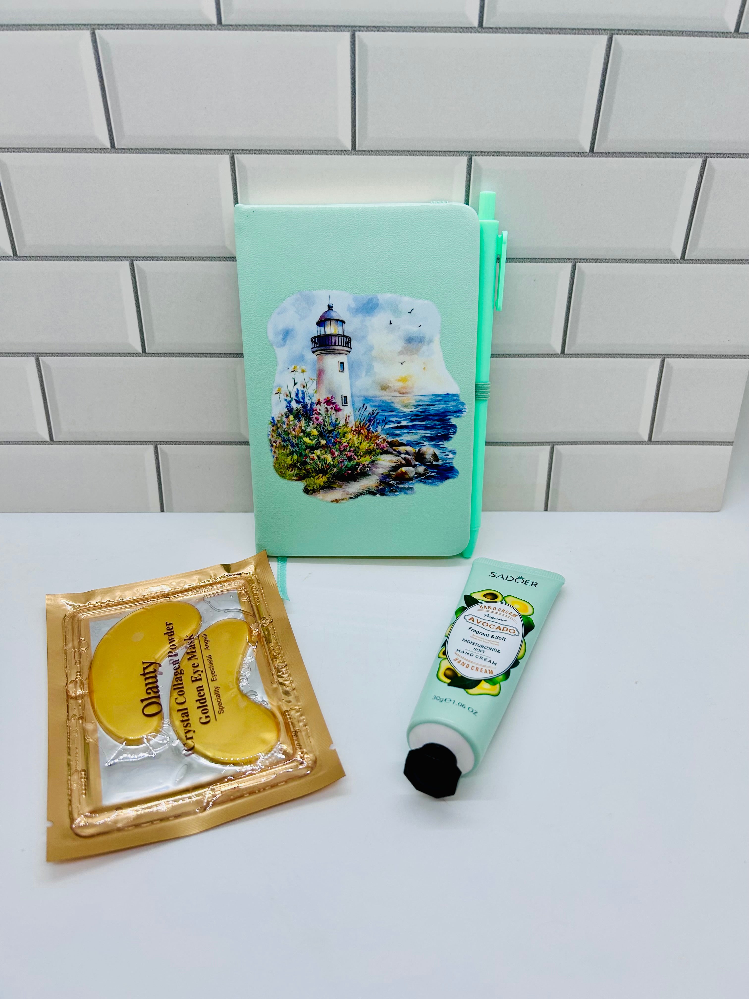 Lot de petits carnets A6 - Vert motif plage
