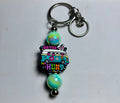Easter Theme Beaded Keychain-Green with Focal