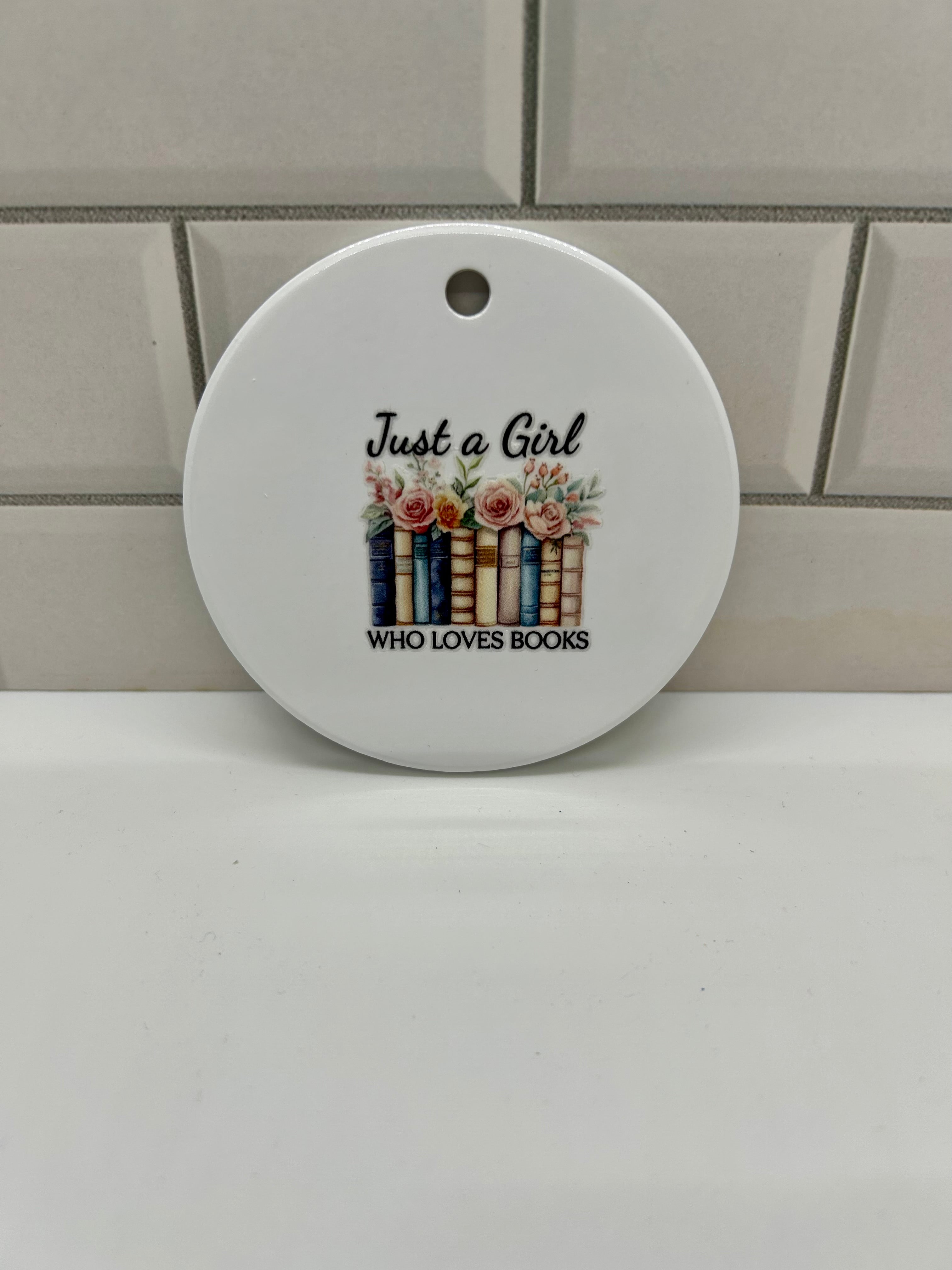 3x3 inch Ceramic Christmas Ornament featuring a Bookish Theme