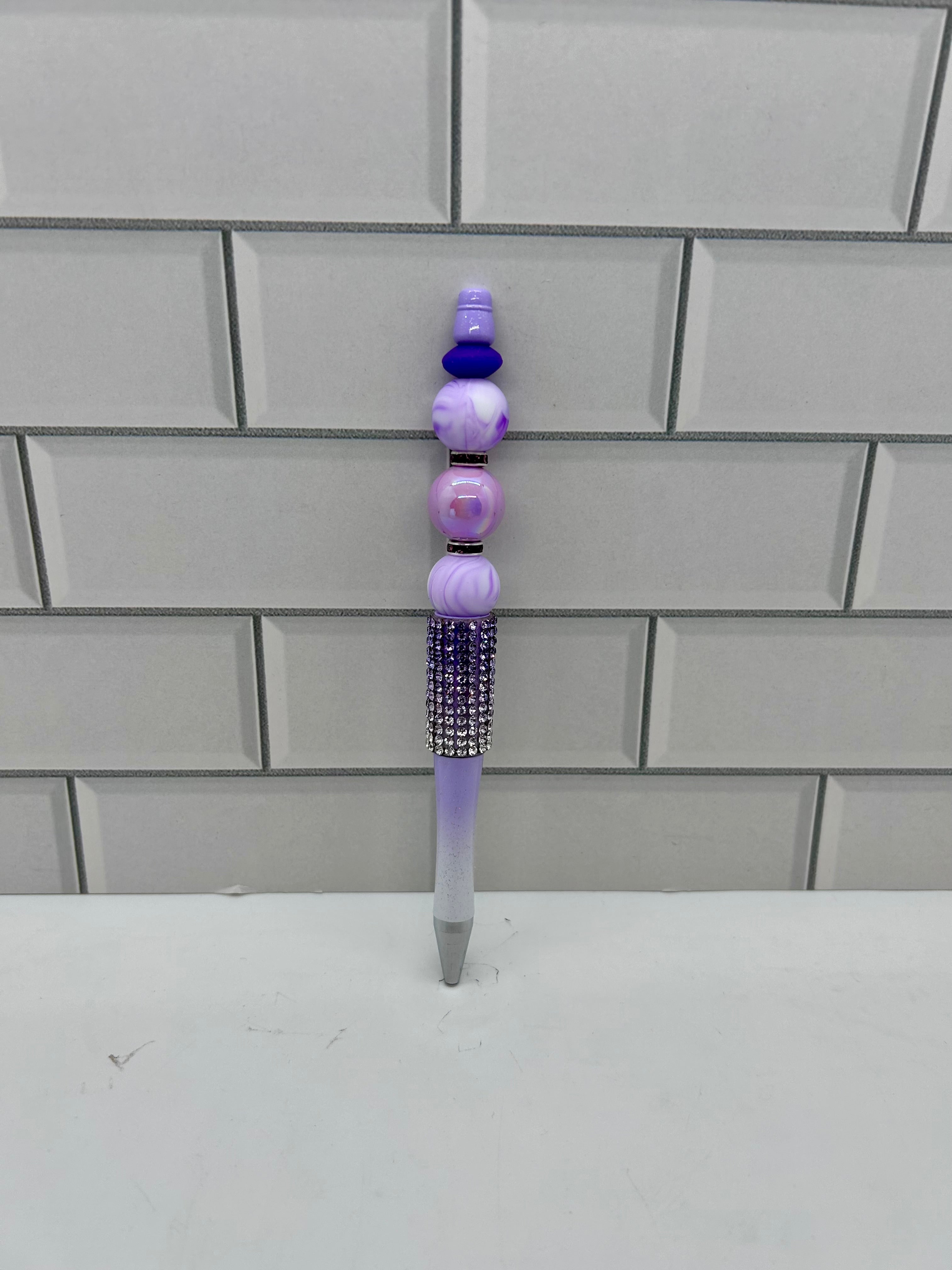 Beaded Purple Ballpoint Pen