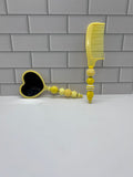Beaded Comb & Mirror Set-Yellow