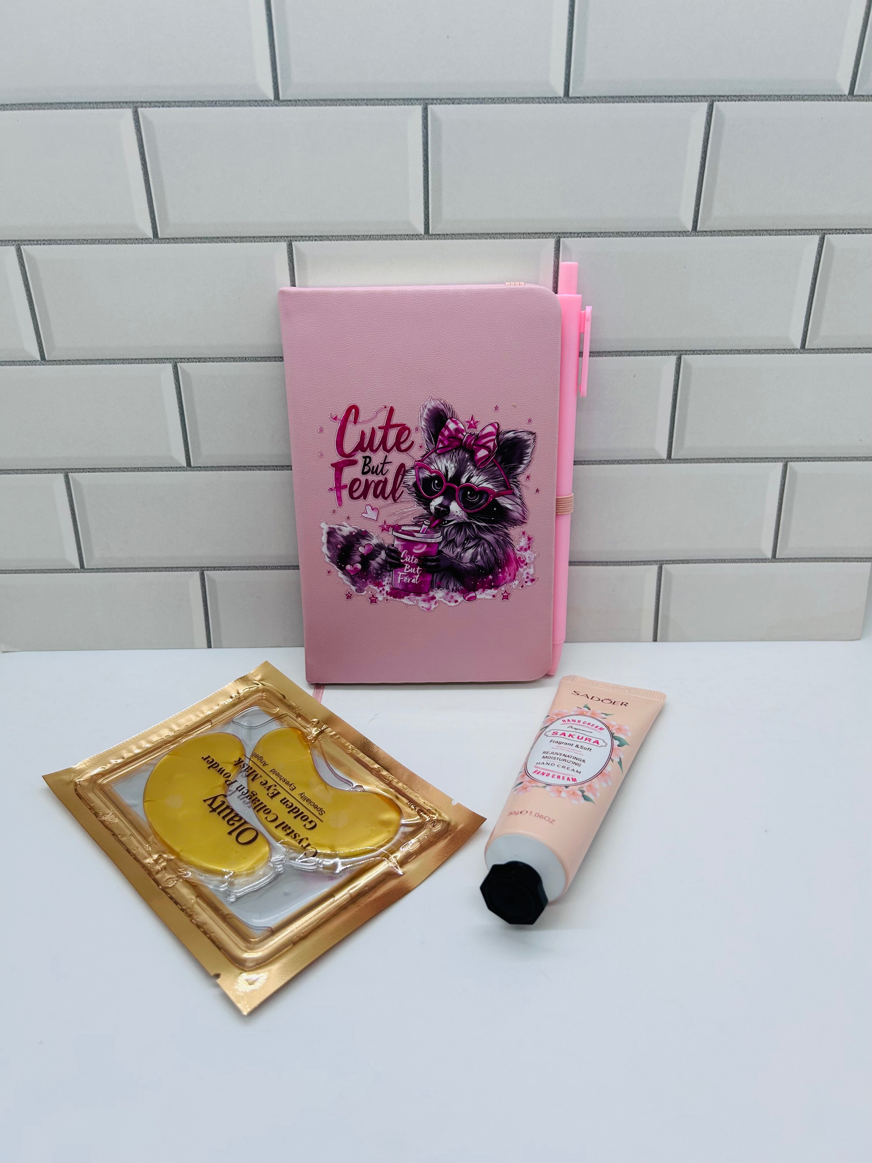 A6 Small Journal Bundle-Pink with Raccoon Design