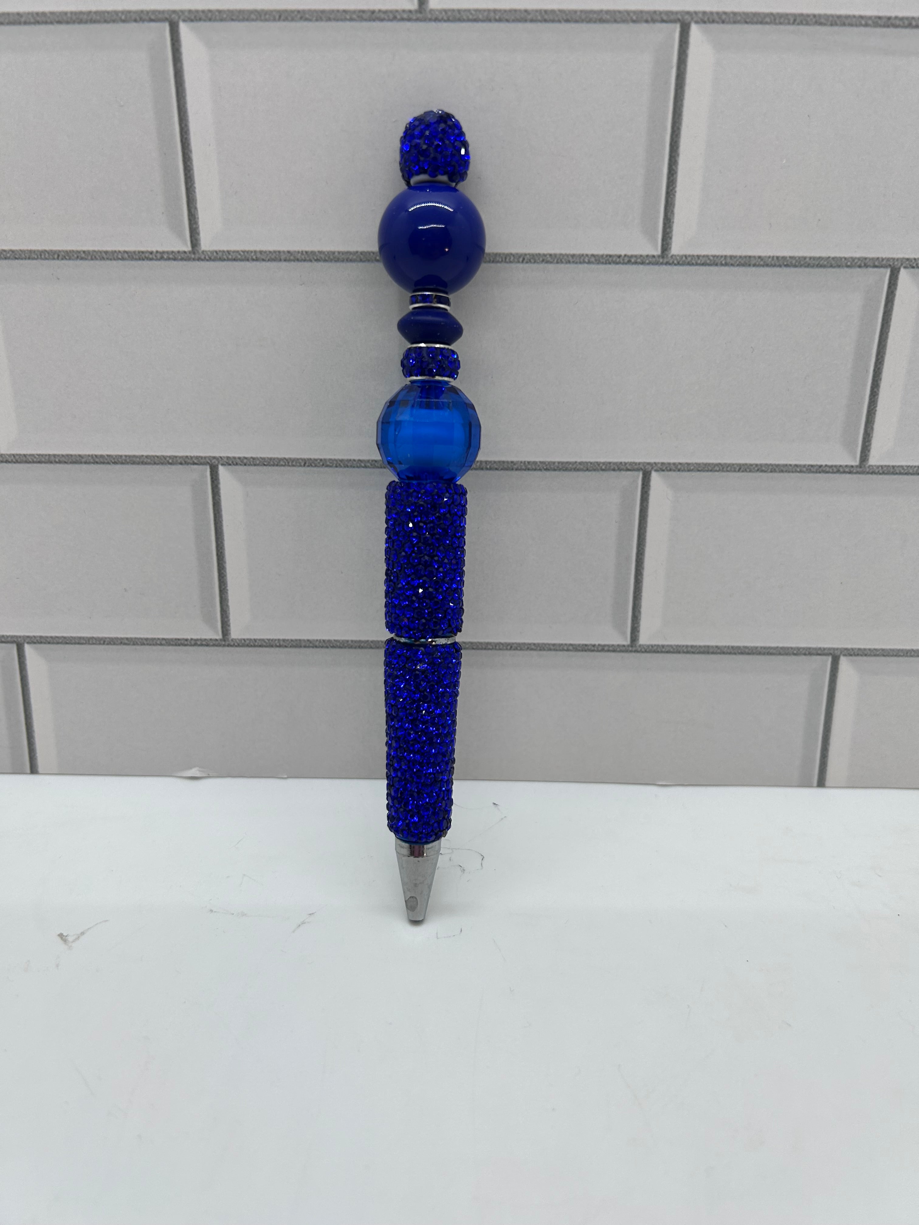 Rhinestone Beaded Ballpoint Pen-Royal Blue