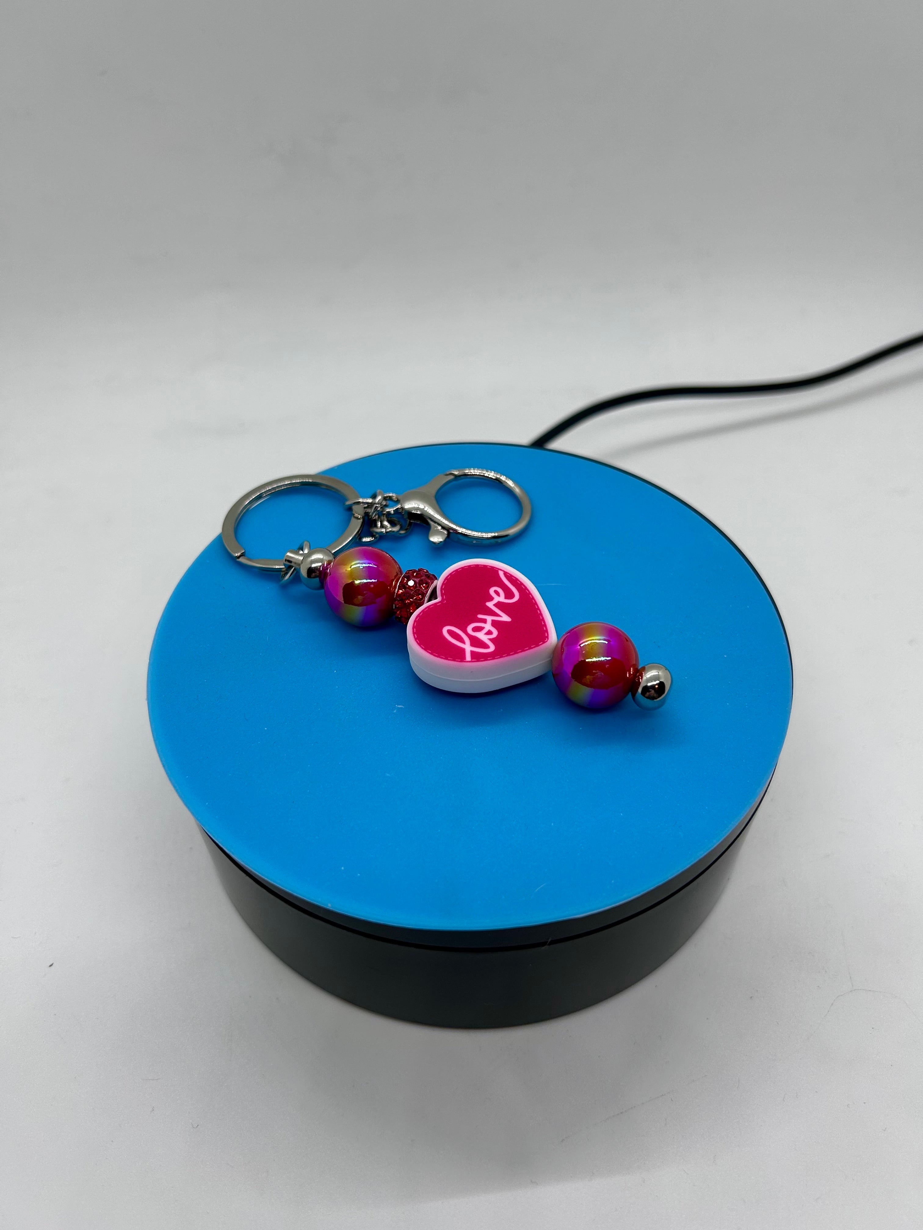 Valentines Day Theme Beaded Keychain