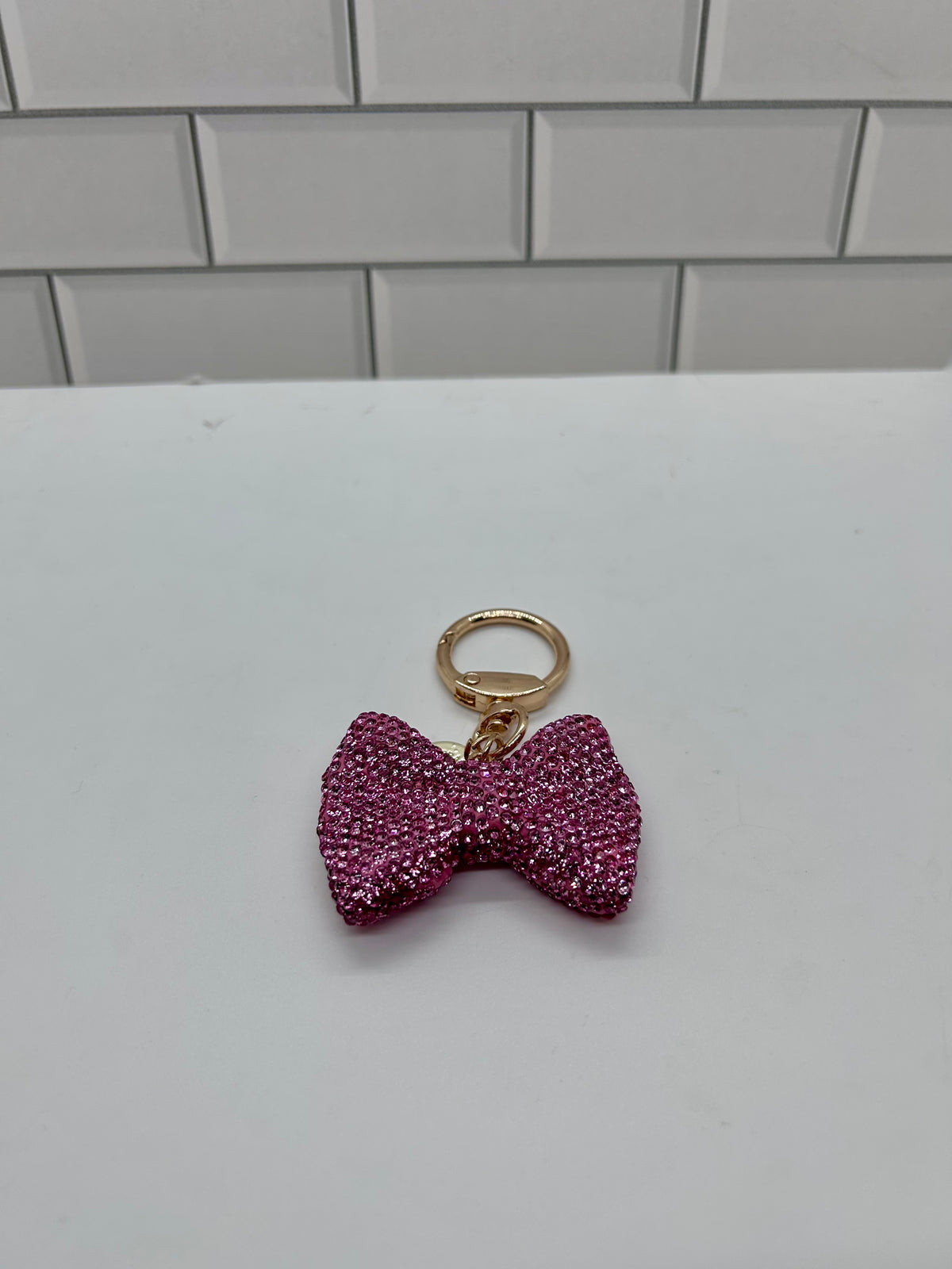 Pink Rhinestone Bow Charm