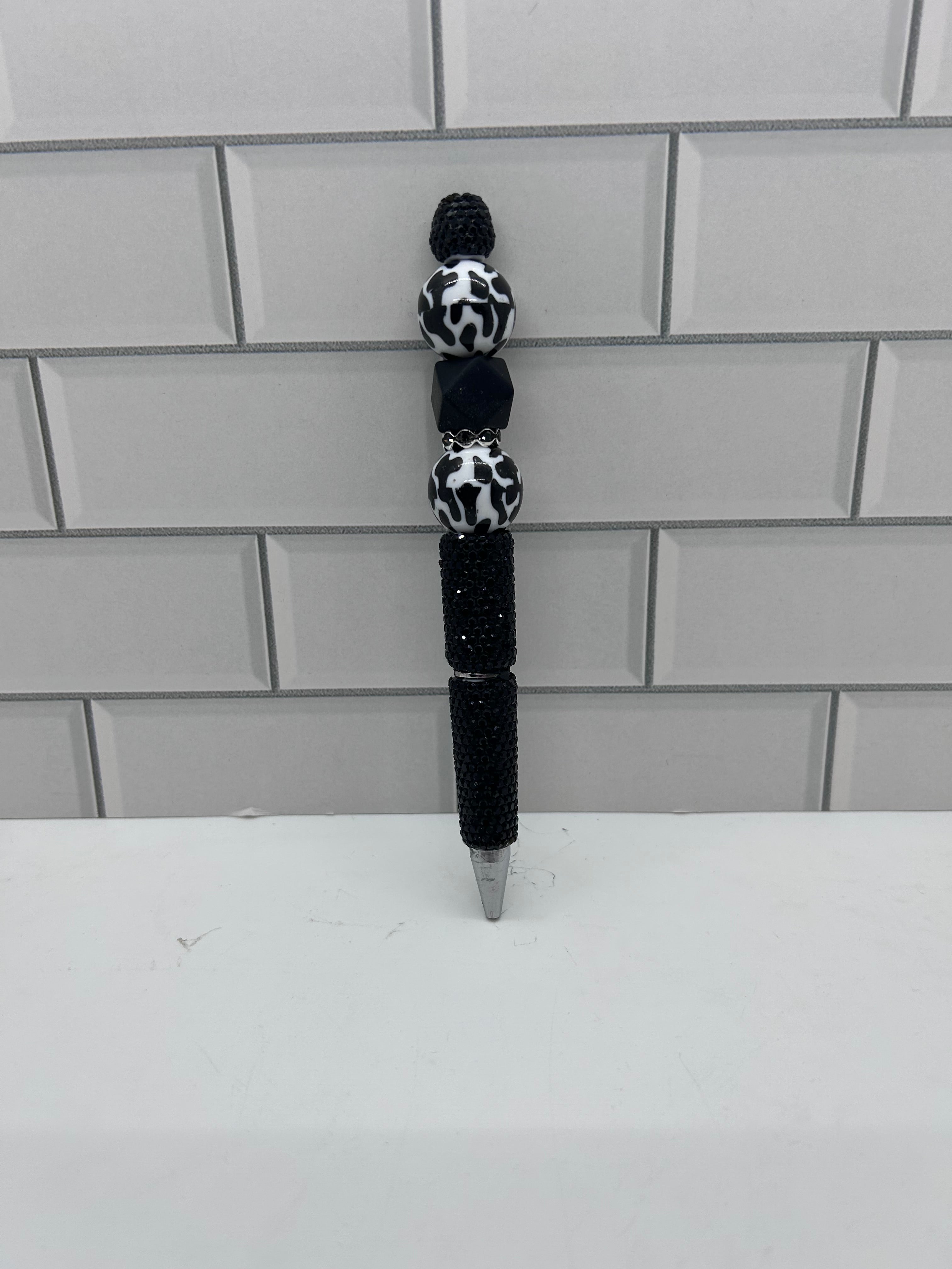 Rhinestone Beaded Ballpoint Pen-Black