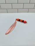 Metal Feather Beaded Bookmark-Copper