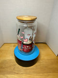 Gobelet en verre de 47 cl avec couvercle en bambou orné d'un magnifique motif, livré avec une paille en métal et une brosse de nettoyage