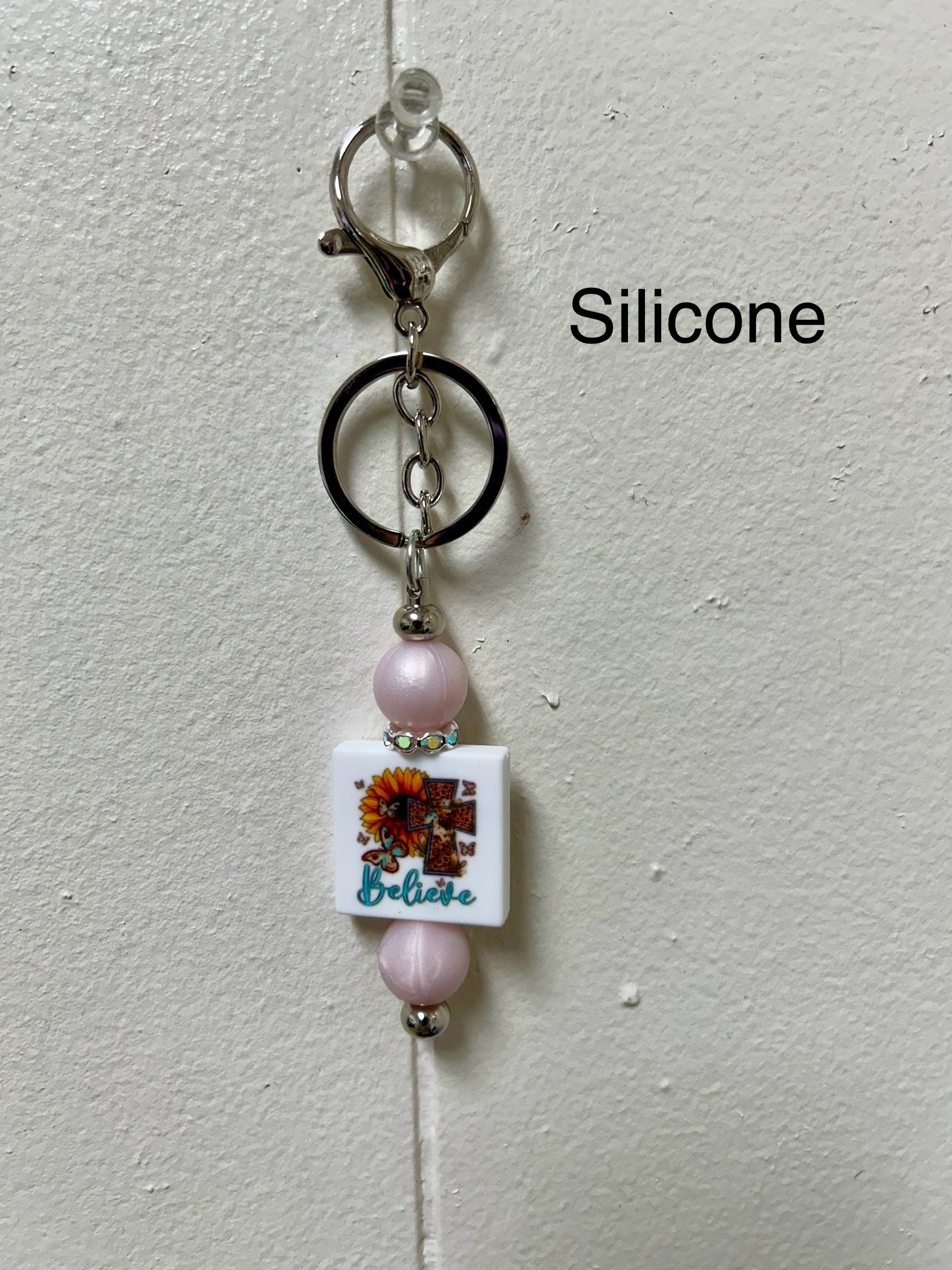 Silicone Beaded Keychain with Christian Focal
