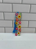 Acrylic Bookmark with Blue Colored Tassel, Floral Theme