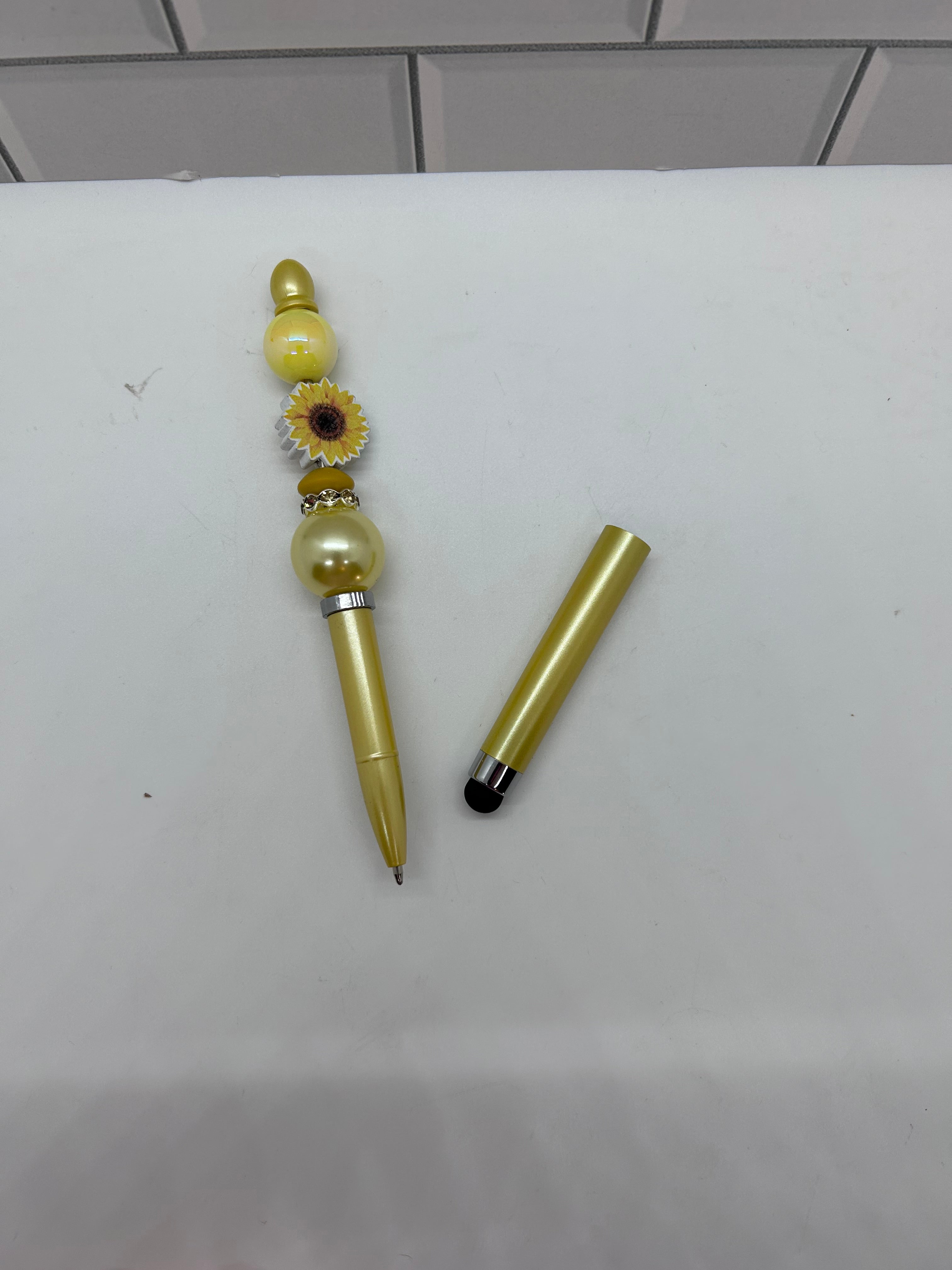Beaded Stylus/Pen-Yellow/Sunflower