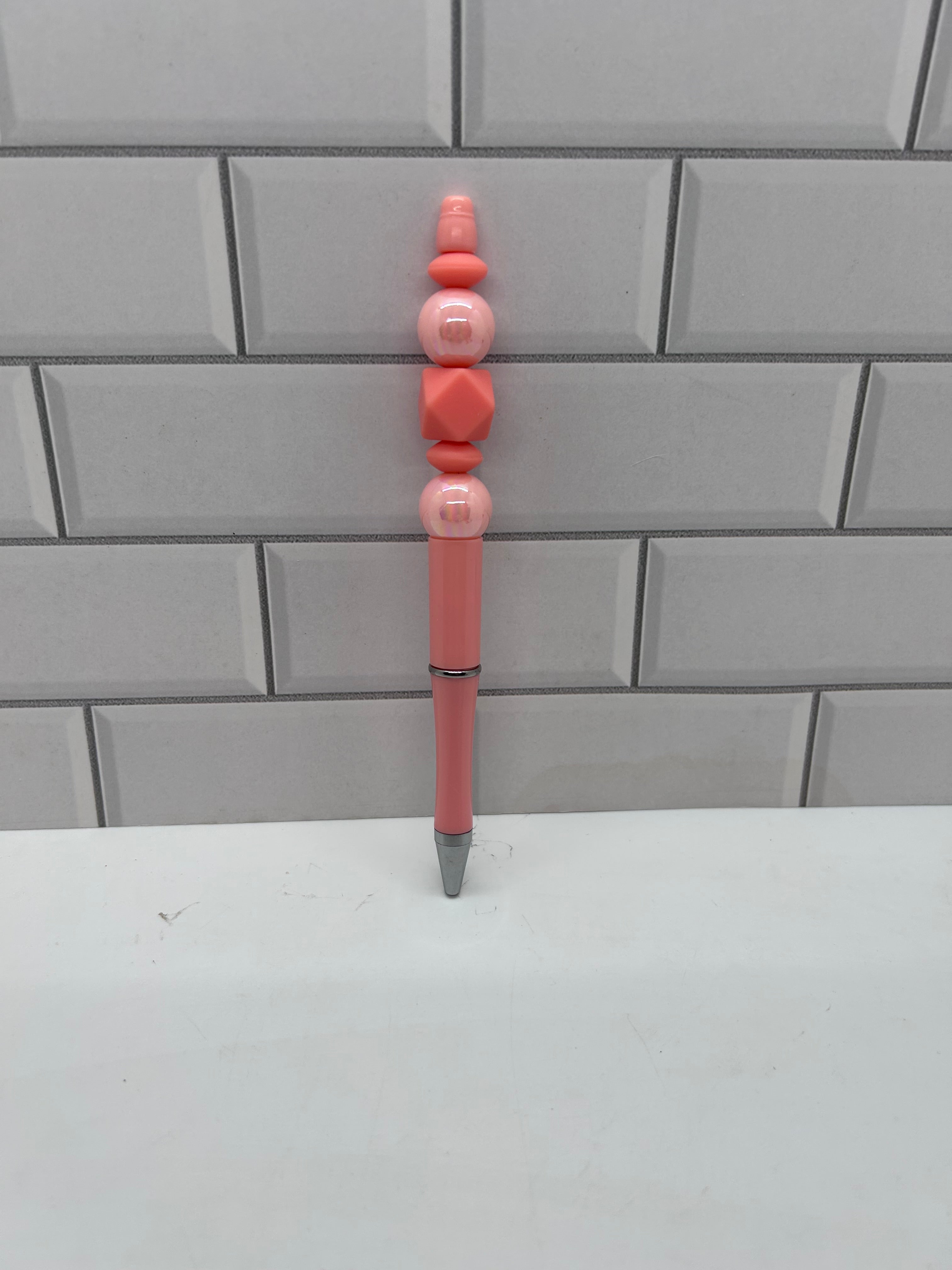 Beaded Salmon Ballpoint Pen-Acrylic & Silicone