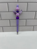 Beaded Ballpoint Pen-Purple with Acrylic & Silicone Beads with Wings Focal