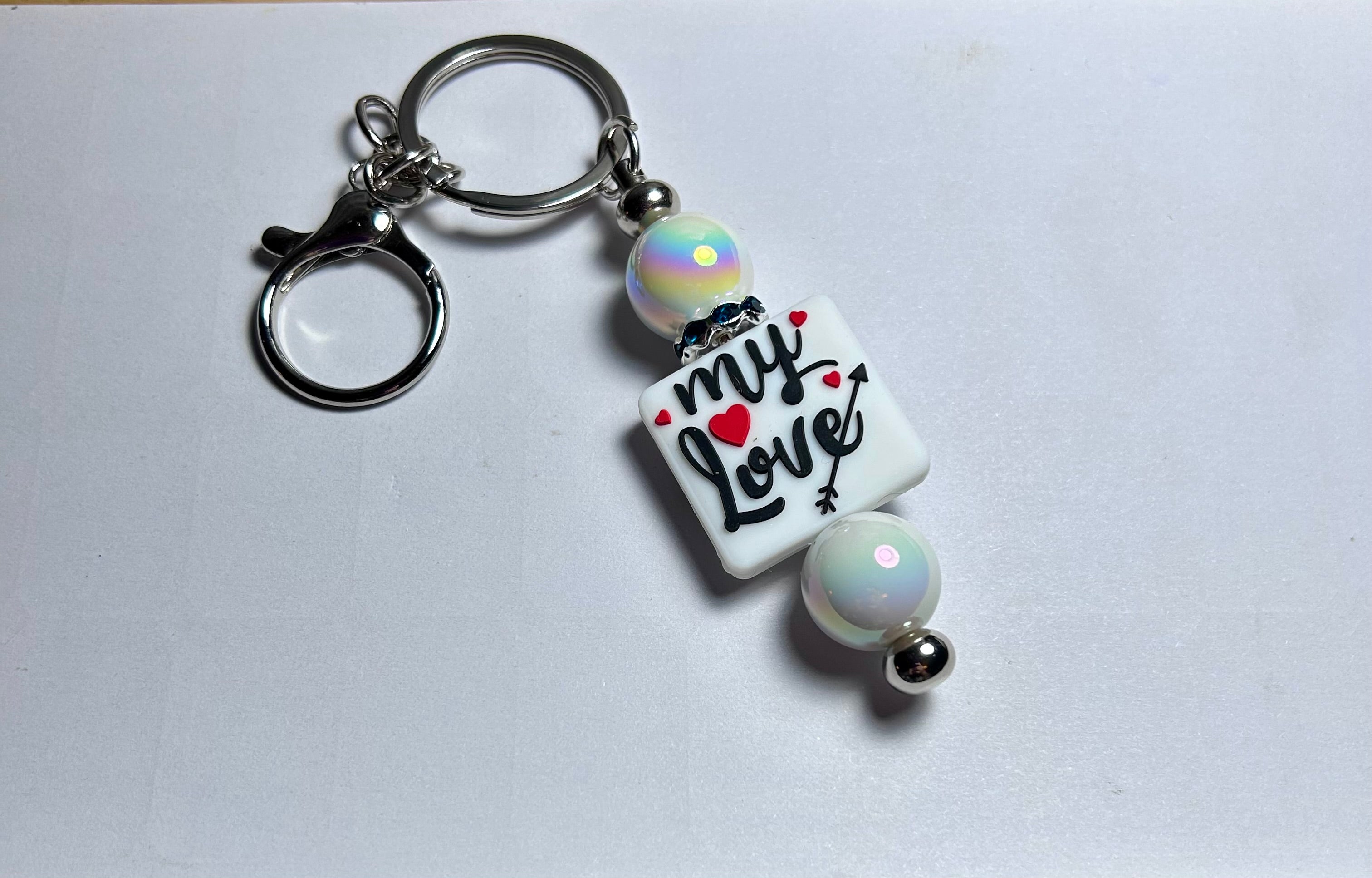 Valentines Day Theme Beaded Keychain