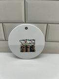 3x3 inch Ceramic Christmas Ornament featuring a Bookish Theme