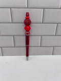 Beaded Ballpoint Pen-Red with Acrylic & Silicone Beads
