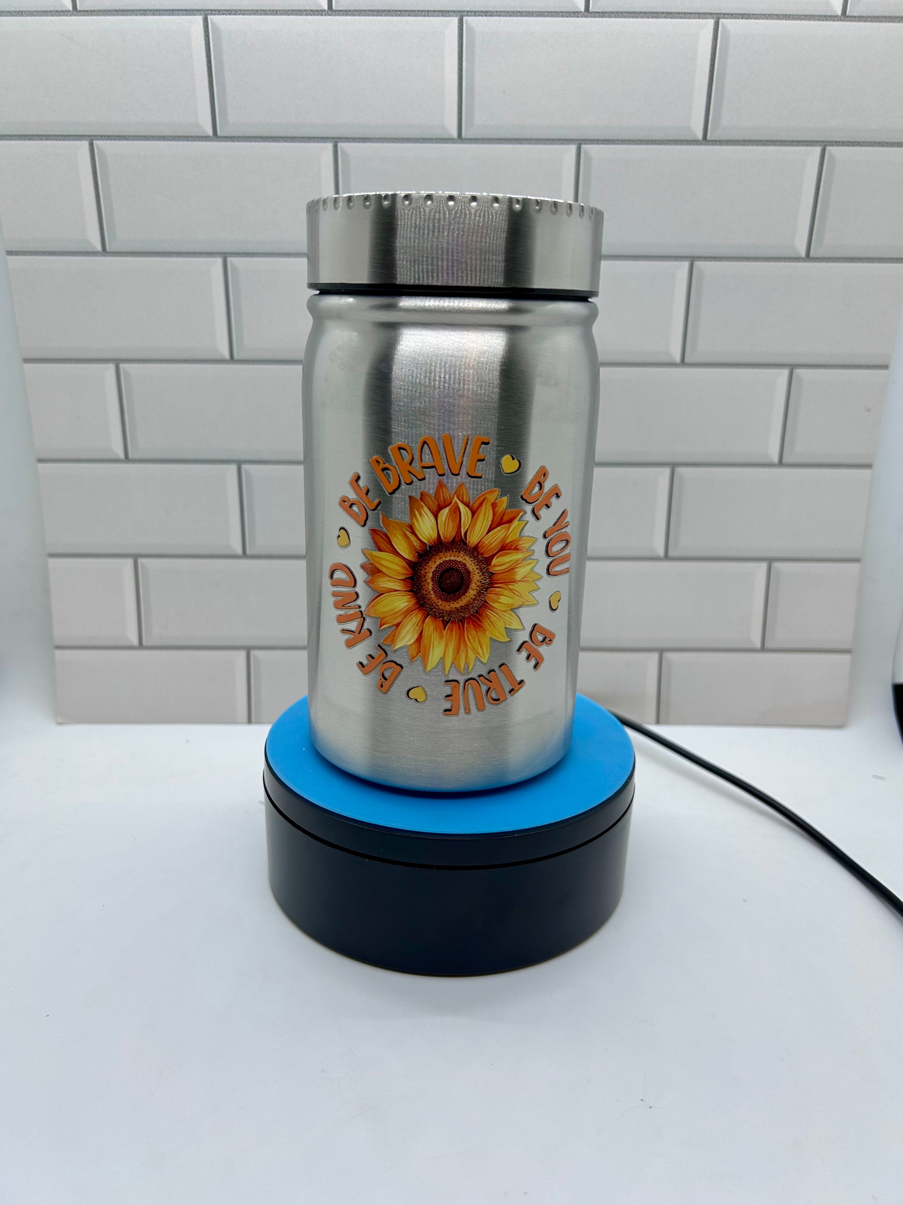 Gobelet de 500 ml en métal avec motif tournesol