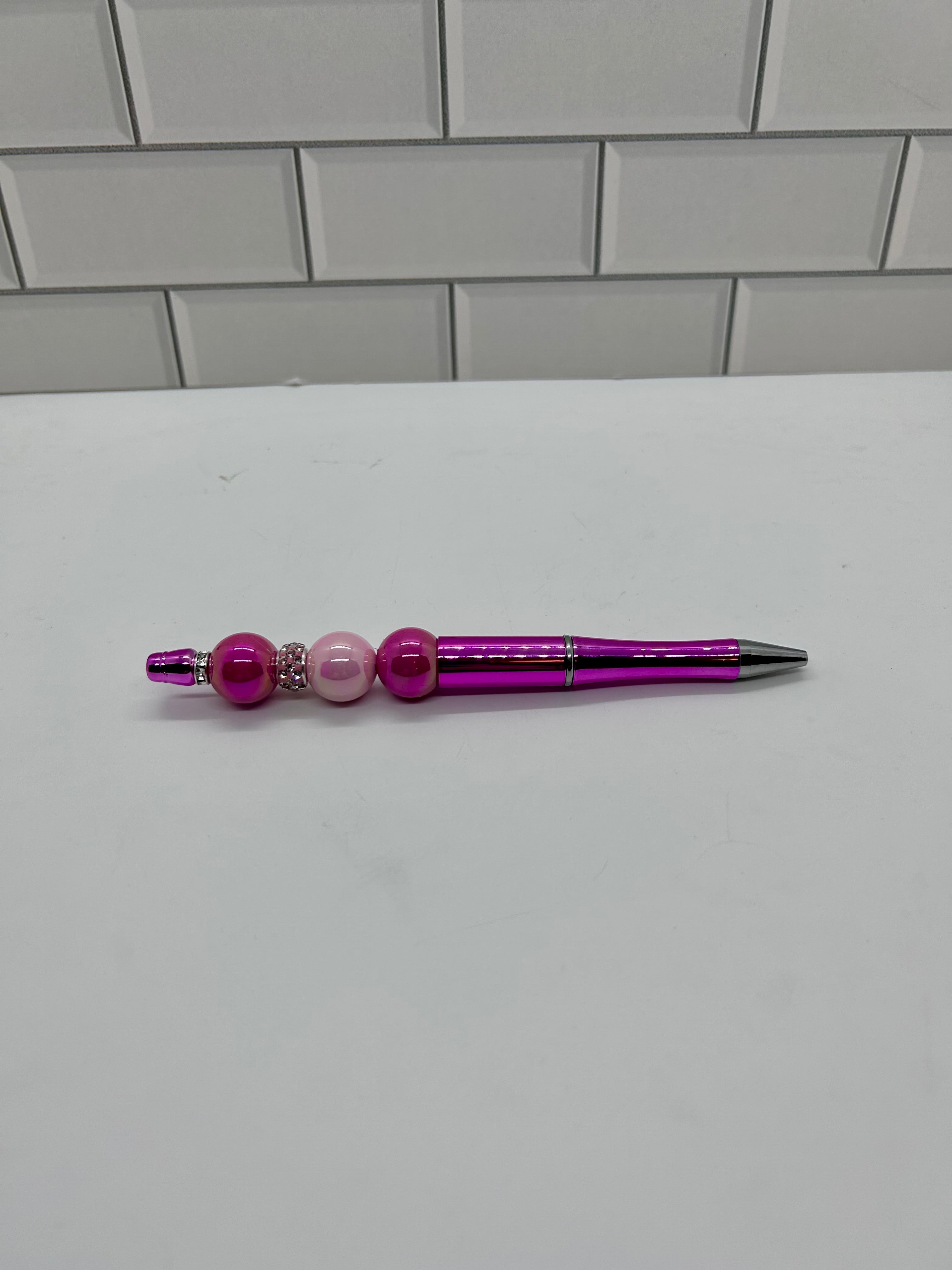 Stylos billes perlés - Acrylique Rose Métallique