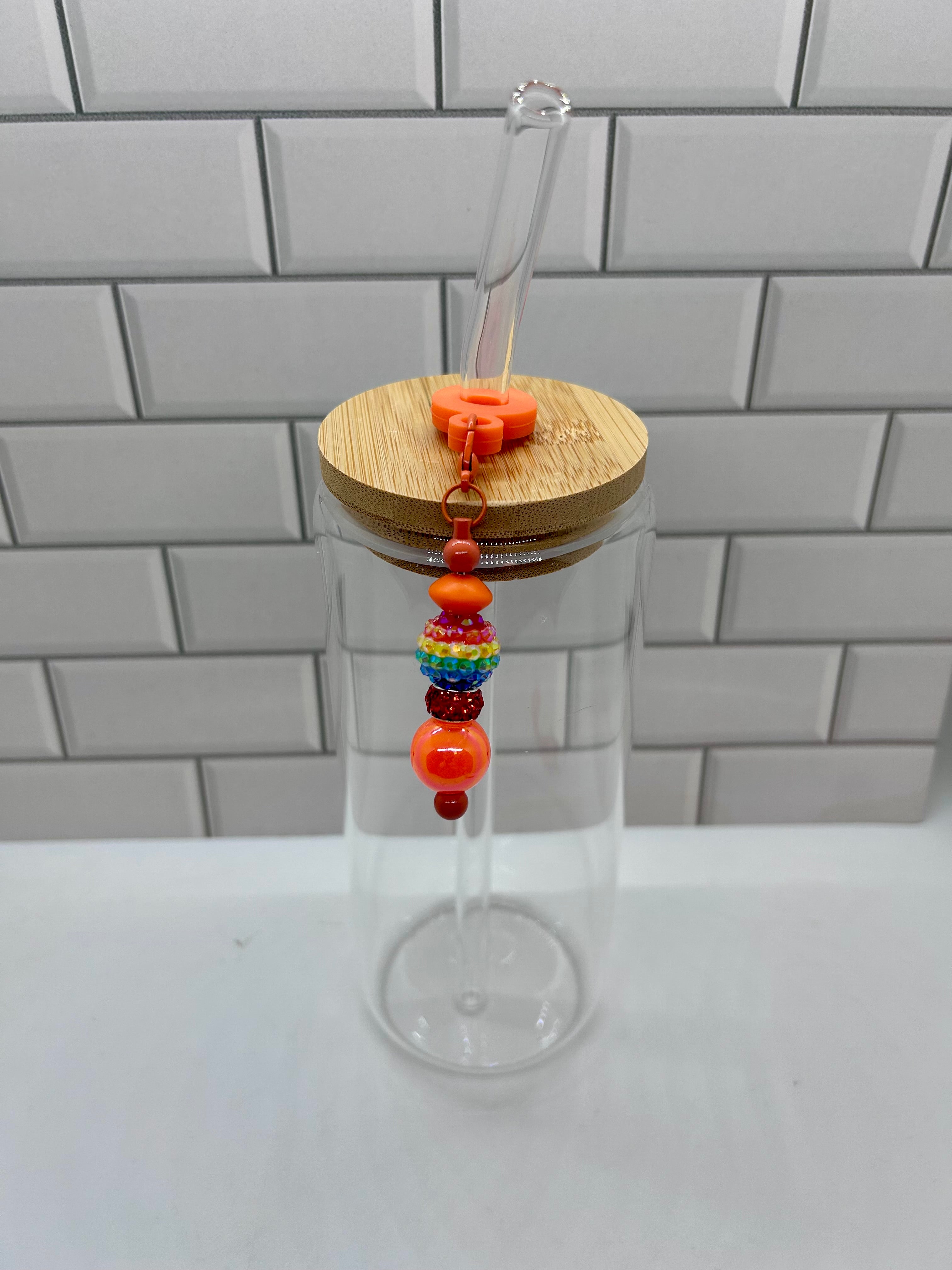 Beaded Straw Charm-Orange