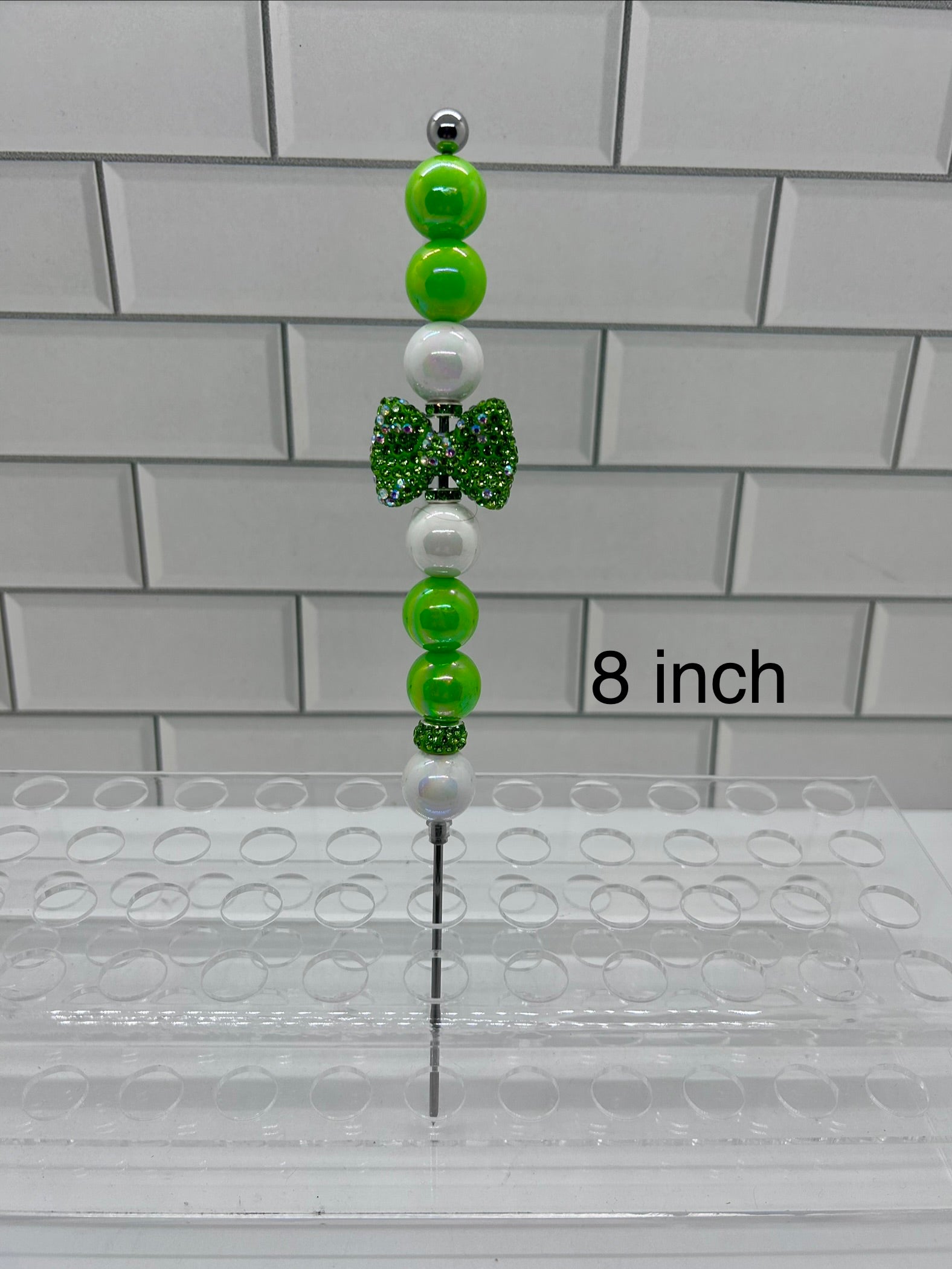 Beaded Pokey/Weeding Tool-8 inch-Green/White