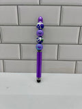 Beaded Stylus/Pen-Purple Acrylic and Silicone