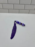 Metal Feather Beaded Bookmark-Purple