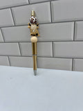 Beaded Ballpoint Pen- Gold Silicone with Cow Theme Focal