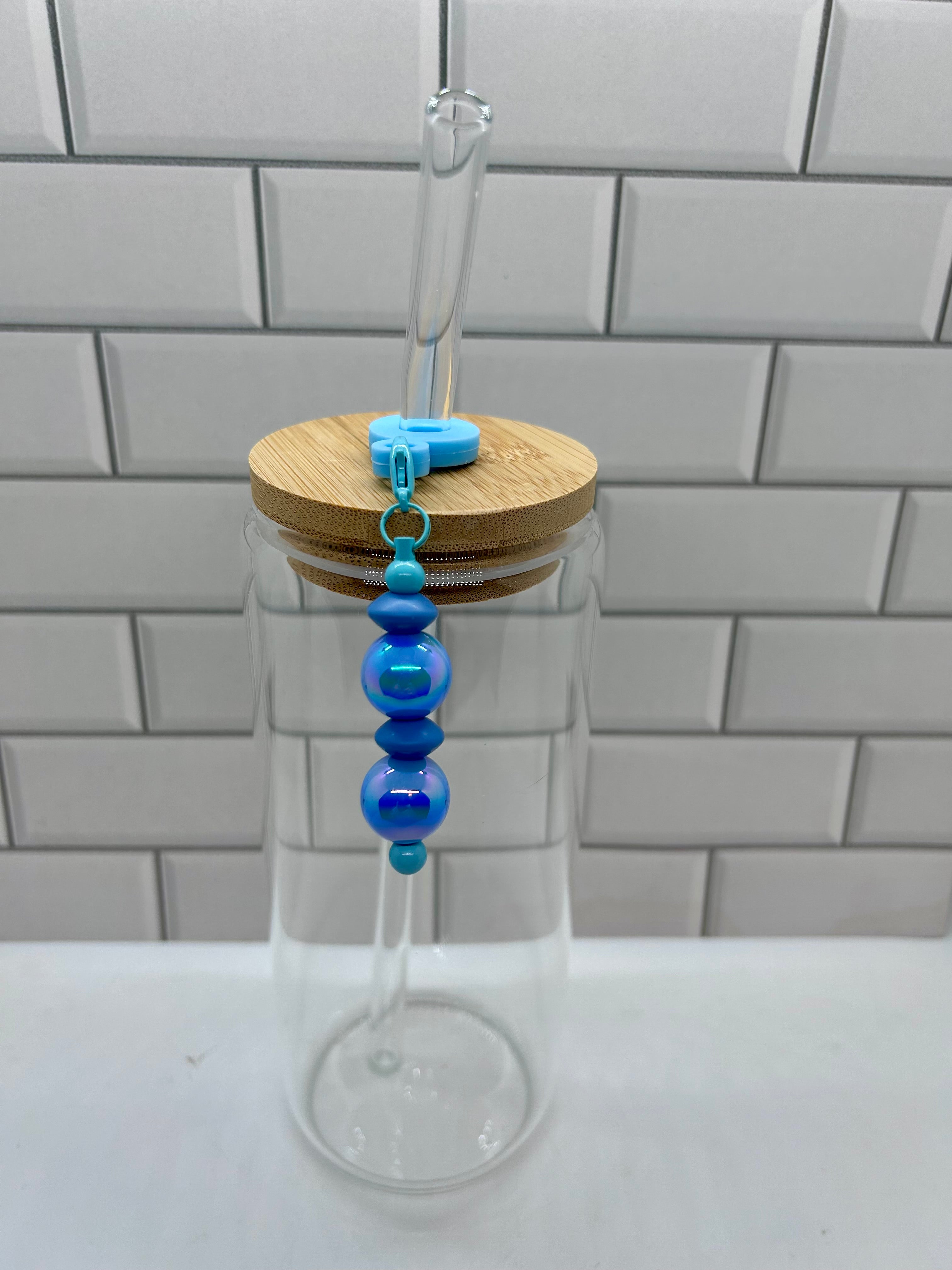Beaded Straw Charm-Blue
