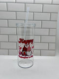 Verres en acrylique de 20 oz avec motif de la Saint-Valentin, couvercle et paille