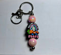 Easter Theme Beaded Keychain-Pink with Focal