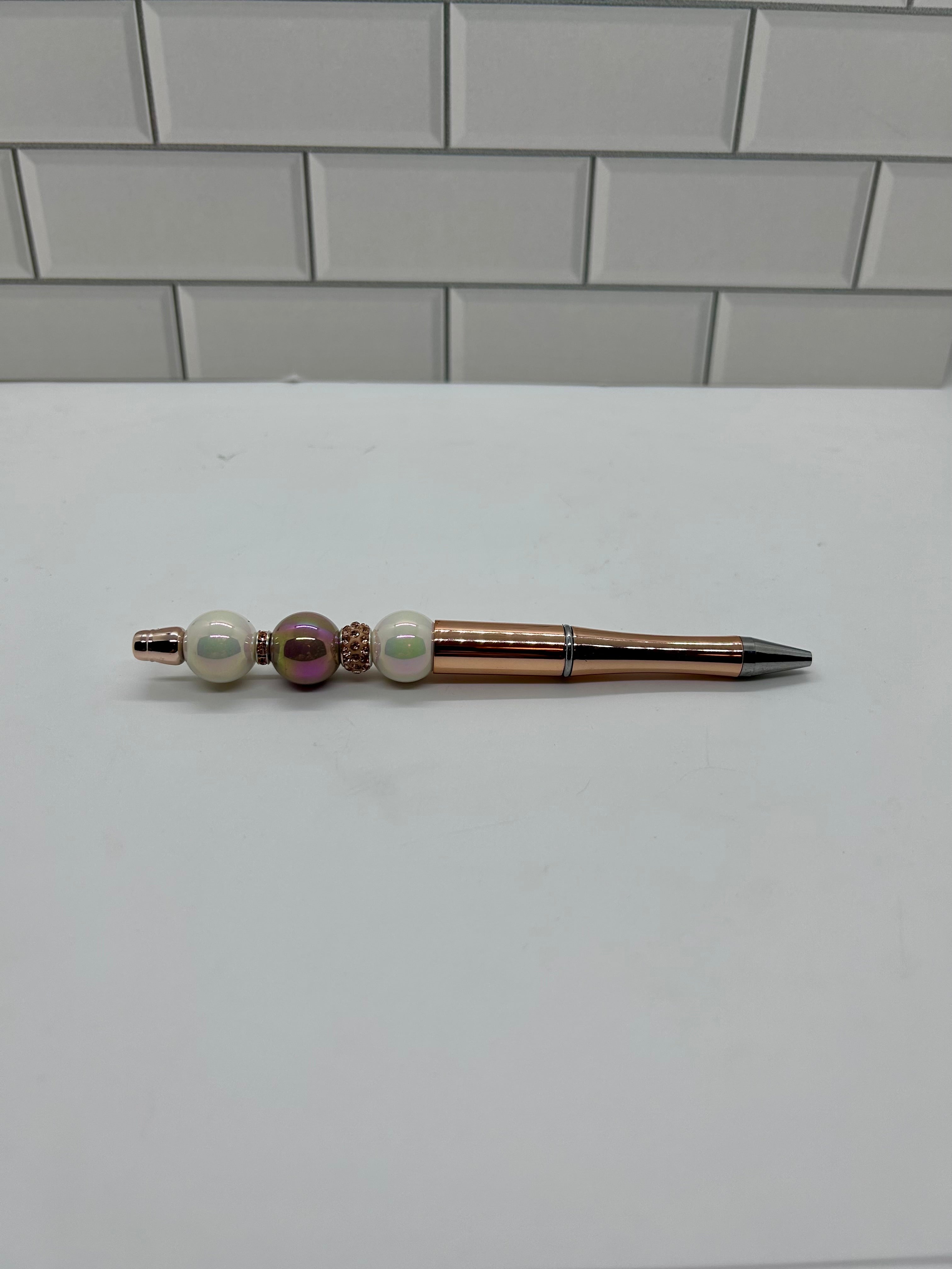 Beaded Ballpoint Pens-Metallic Copper Acrylic