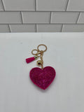 Hot Pink  Rhinestone Heart  Keychain Charm