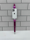 Stylo à bille perlé - Rose avec extension, breloque téléphone portable