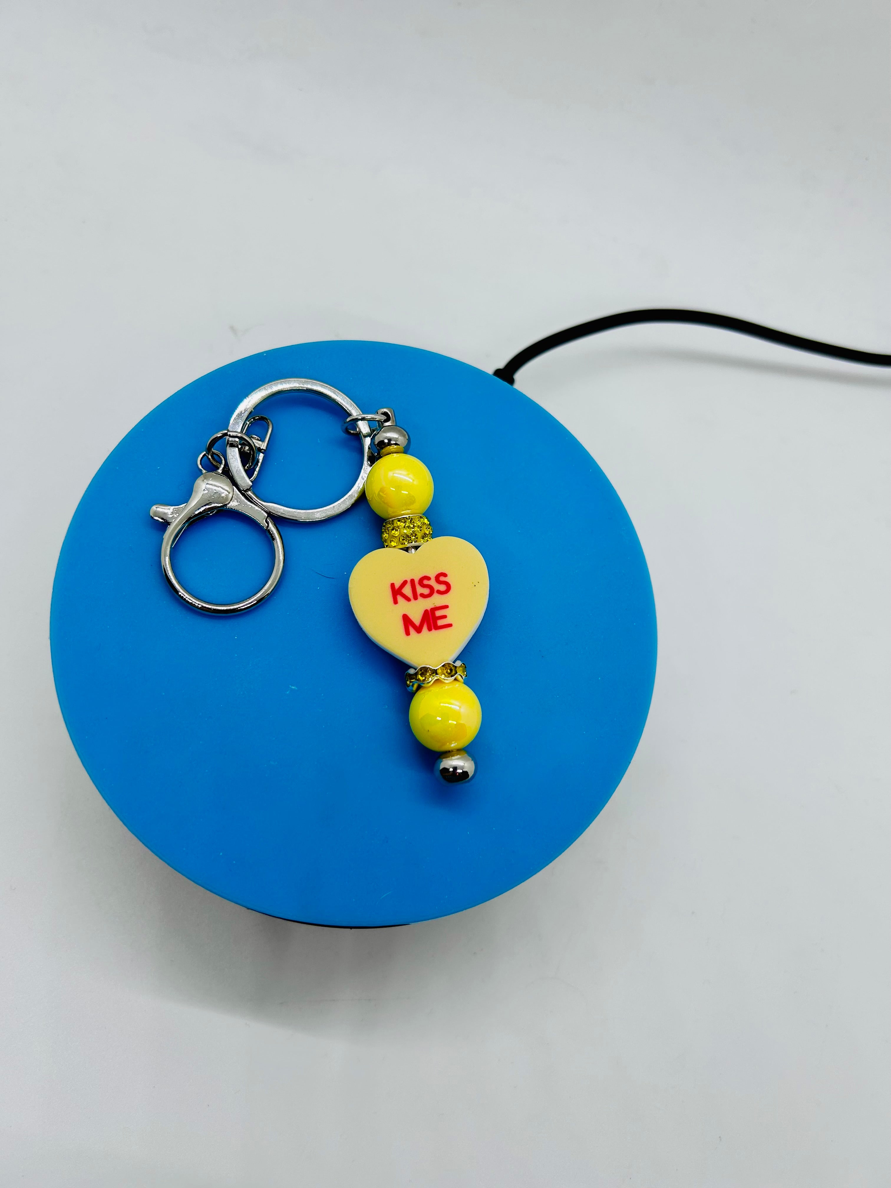 Valentines Day Theme Beaded Keychain