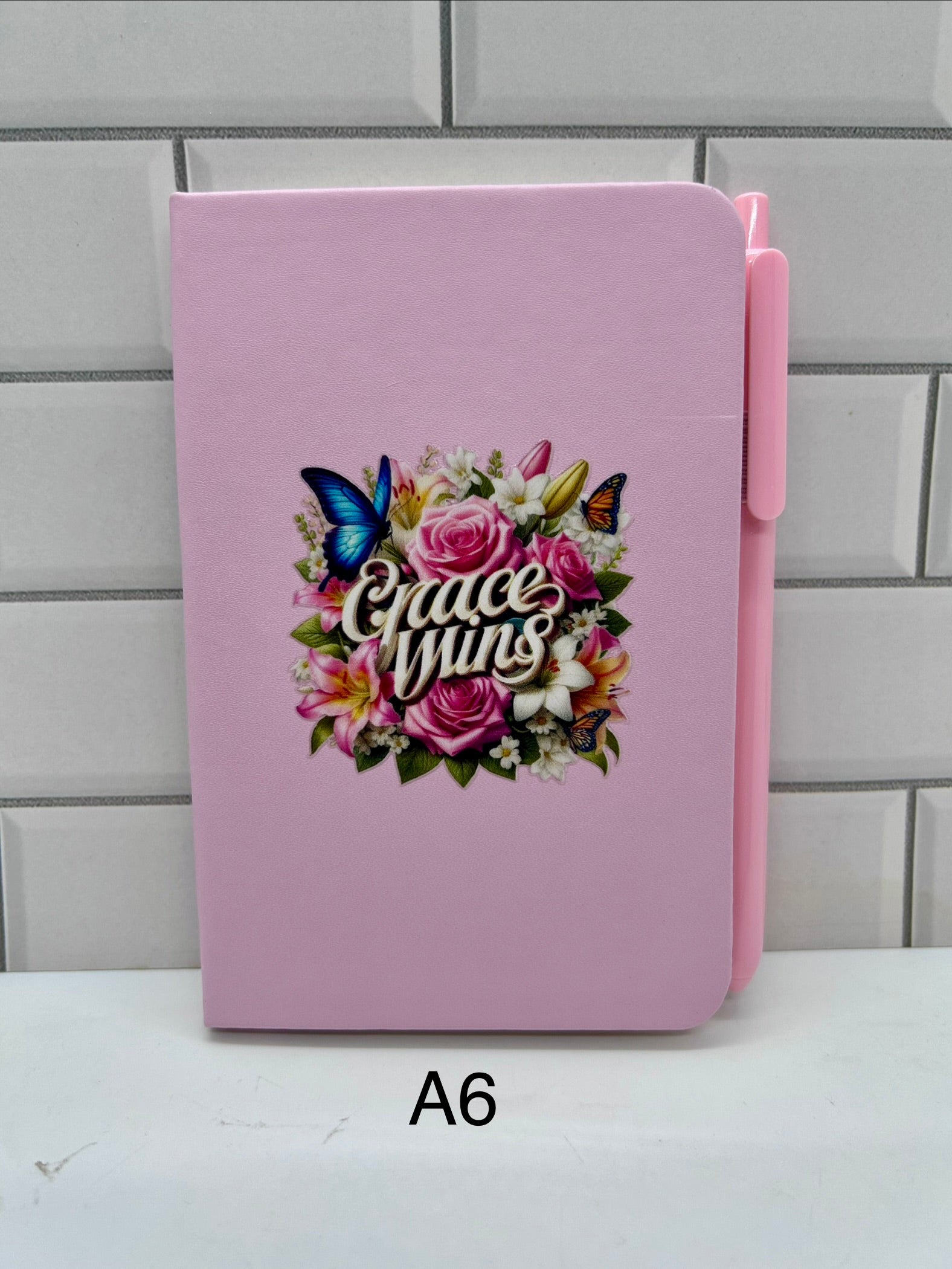 A6 Blank Lined Journal Featuring A Beautiful Inspirational Design-Pink
