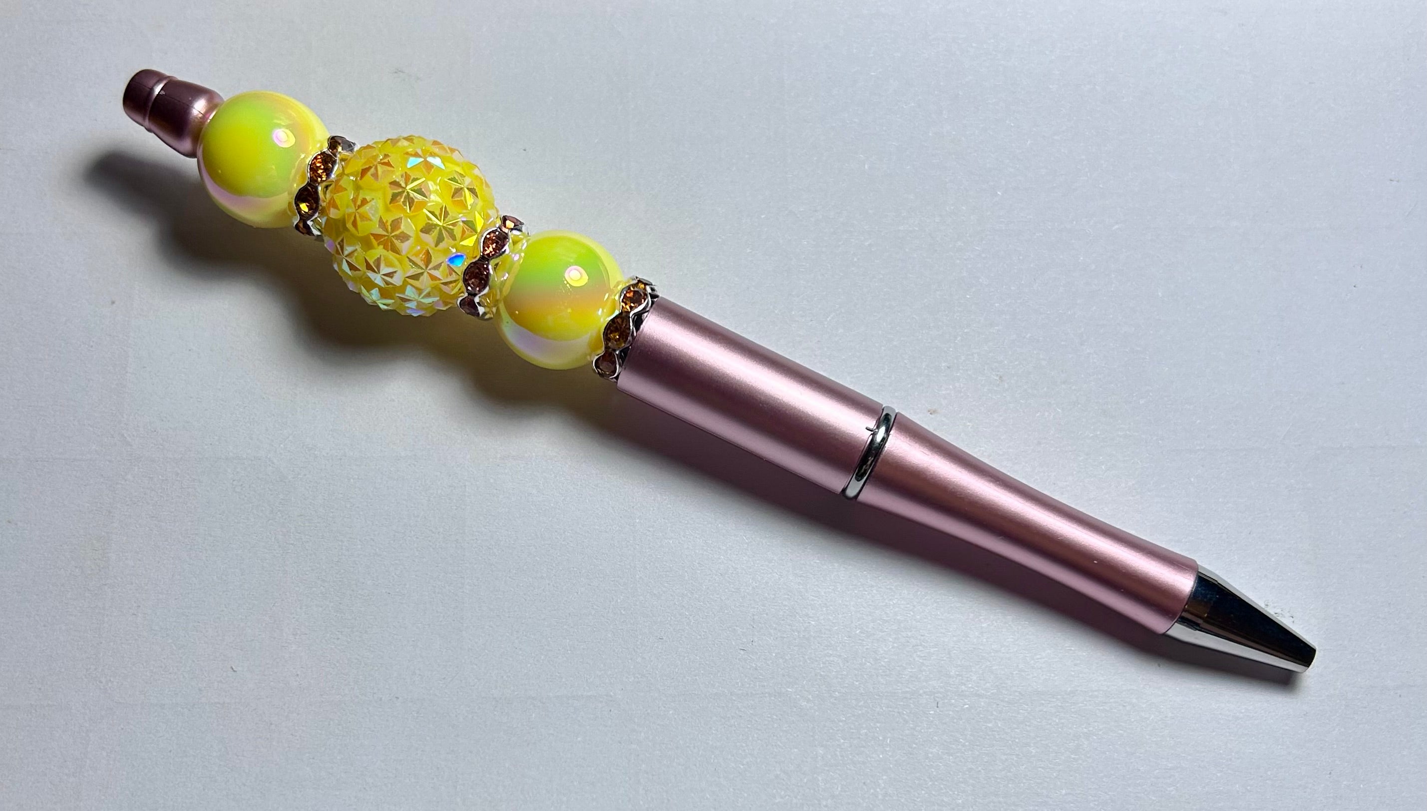 Stylo à bille perlé - Rose pâle/Jaune