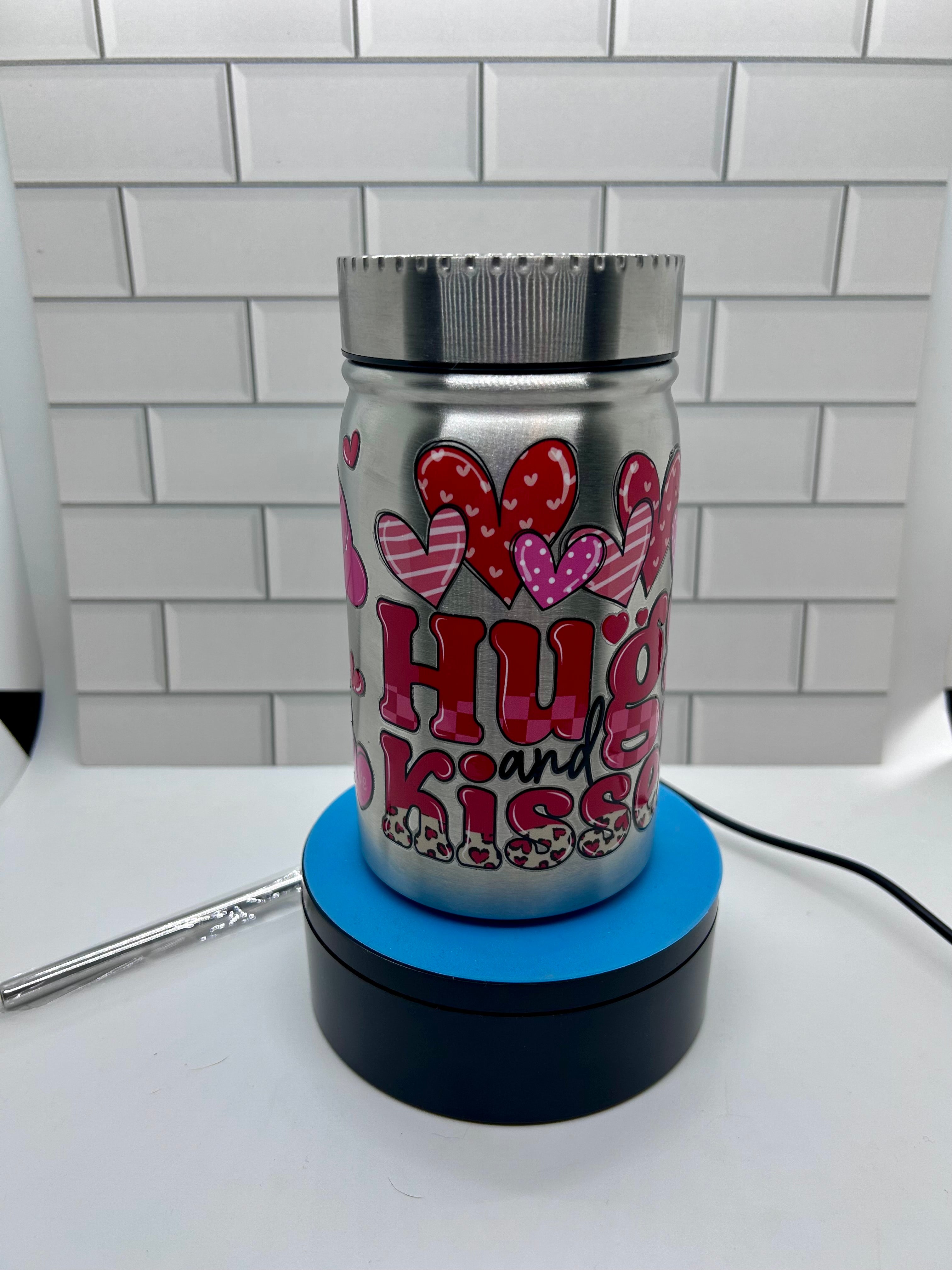 Gobelet métallique Mason Jar de 17 oz sur le thème de la Saint-Valentin