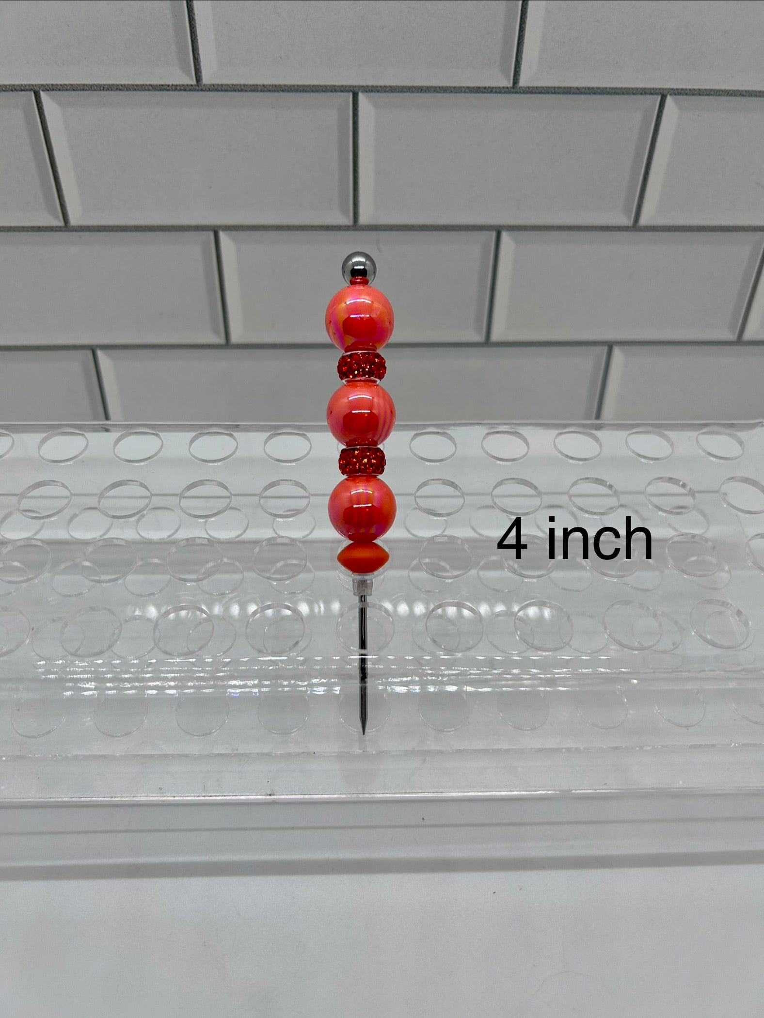 Beaded Pokey/Weeding Tool-4 inch-Orange