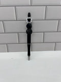 Beaded Ballpoint Pen-Black with Acrylic & Silicone Beads with Heart Focal