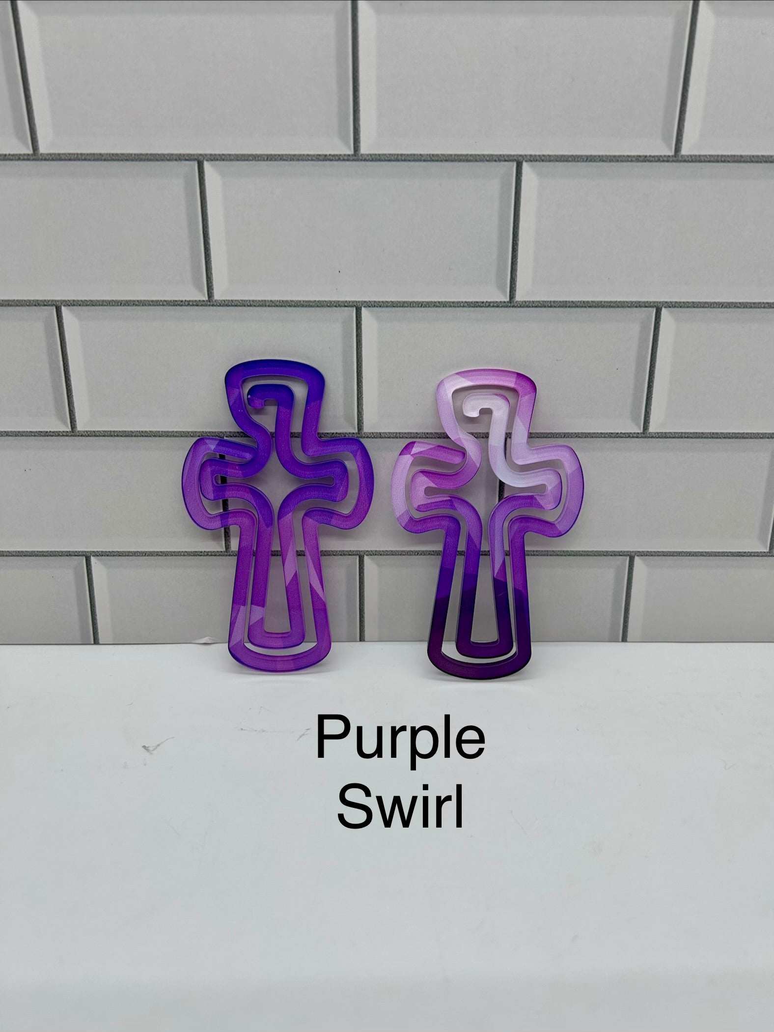 Acrylic  4 inch x 2.5 inch Jumbo Cross Paper Clips-Purple
