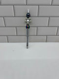 Beaded Ballpoint Pen- Gray Acrylic w/Flower Focal