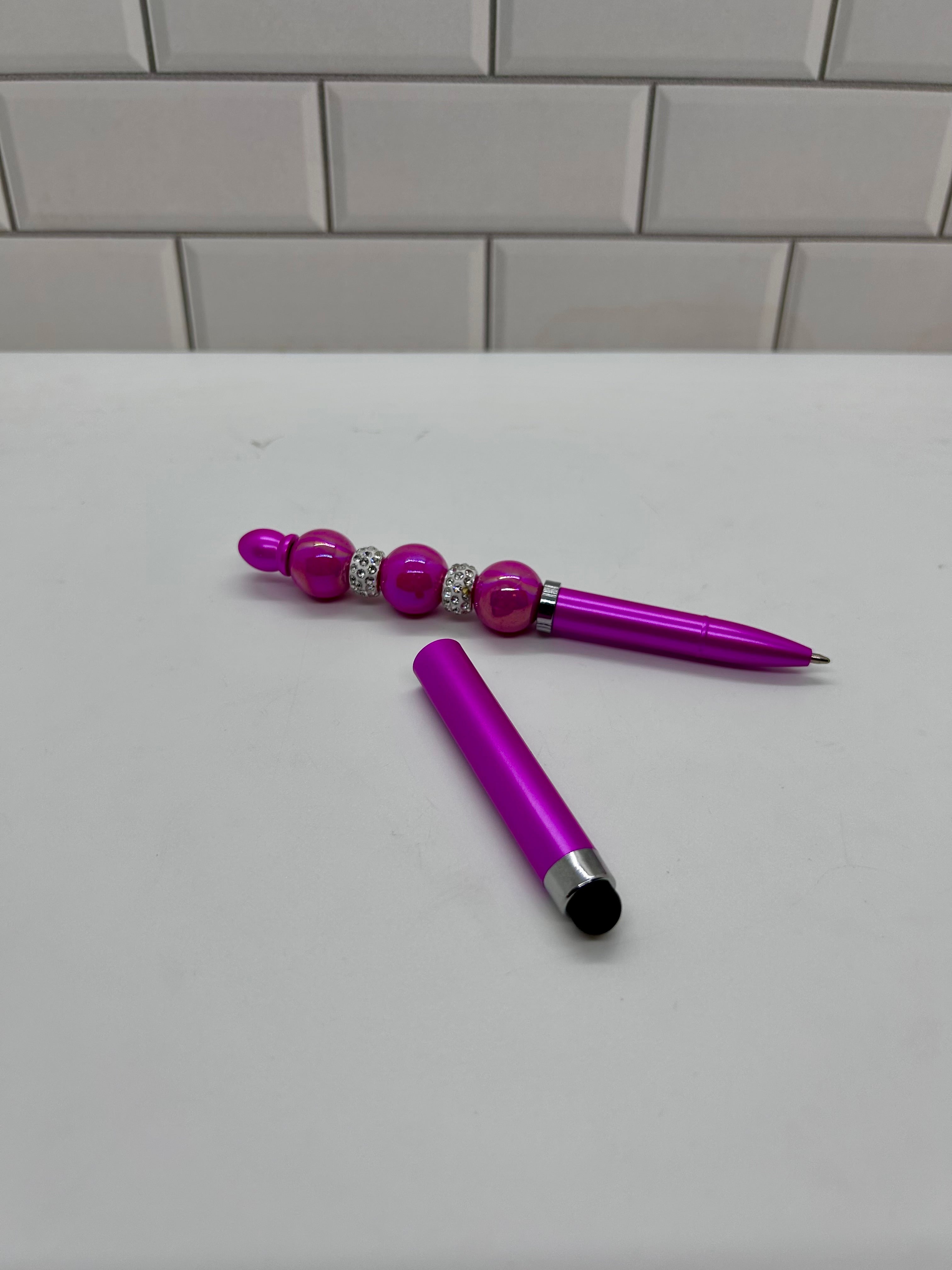 Beaded Stylus/Pen-Pink Acrylic