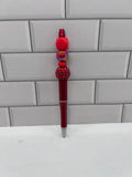 Beaded Ballpoint Pen-Red with Acrylic & Silicone Beads