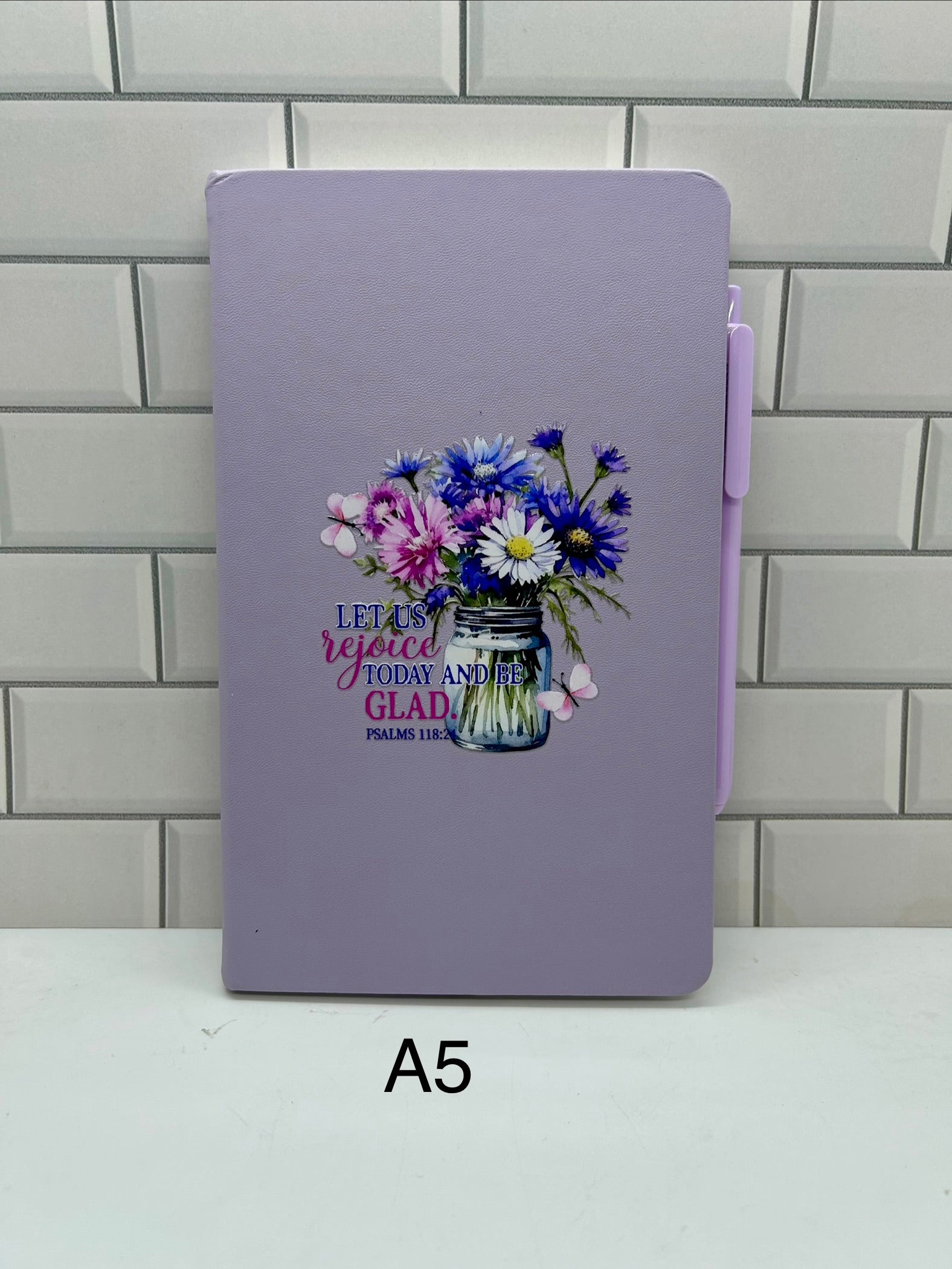 A5 Blank Lined Journal Featuring A Beautiful Inspirational Design-Purple