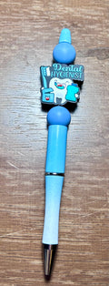 Silicone Beaded Ballpoint Pen with Dental Focal-Blue