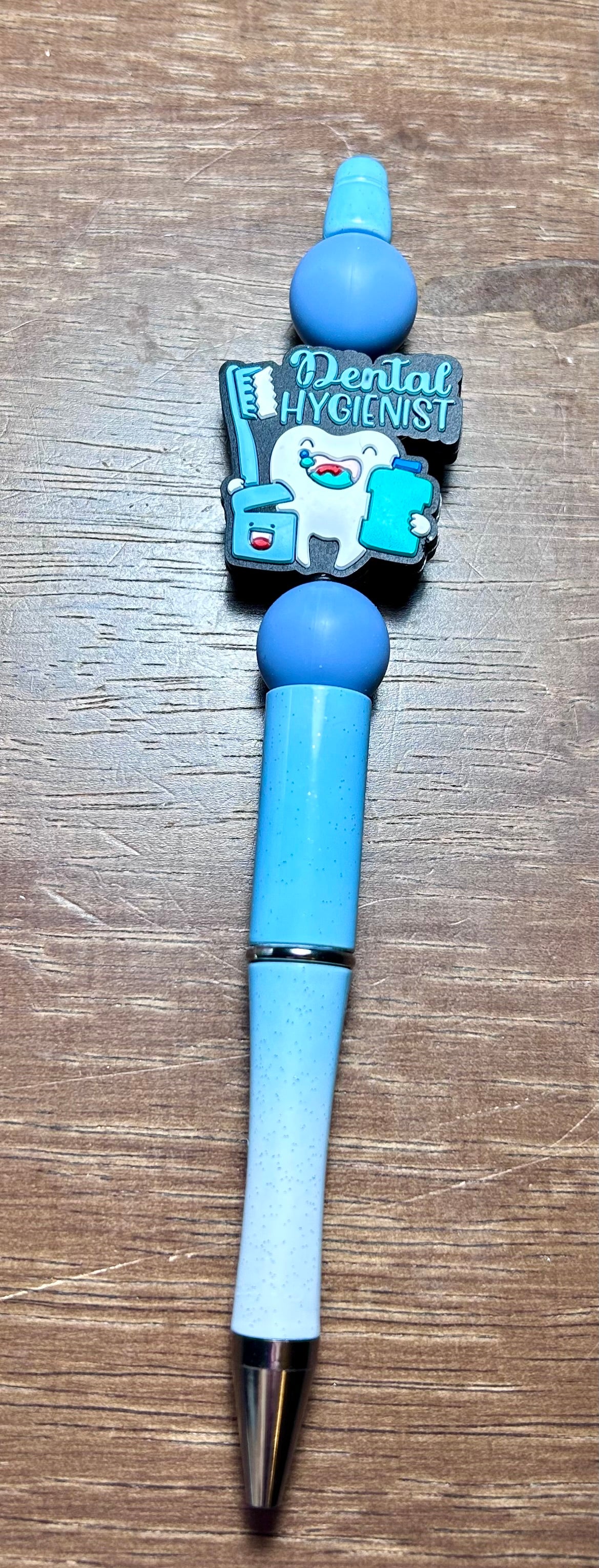 Silicone Beaded Ballpoint Pen with Dental Focal-Blue