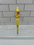 Beaded Ballpoint Pen-Yellow w/ Flower Focal