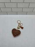 Champagne Rhinestone Heart  Keychain Charm